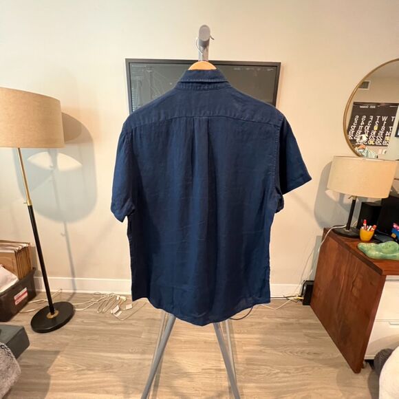 J.Crew - SS Linen Button Up Shirt - Navy - Picture 2 of 6